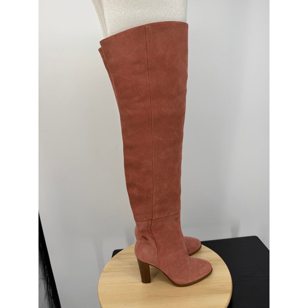 Sezane Anaelle Suede Over the Knee Boots EU 37 US 6 Dusty Pink 70s Romantic Boho - Picture 5 of 16